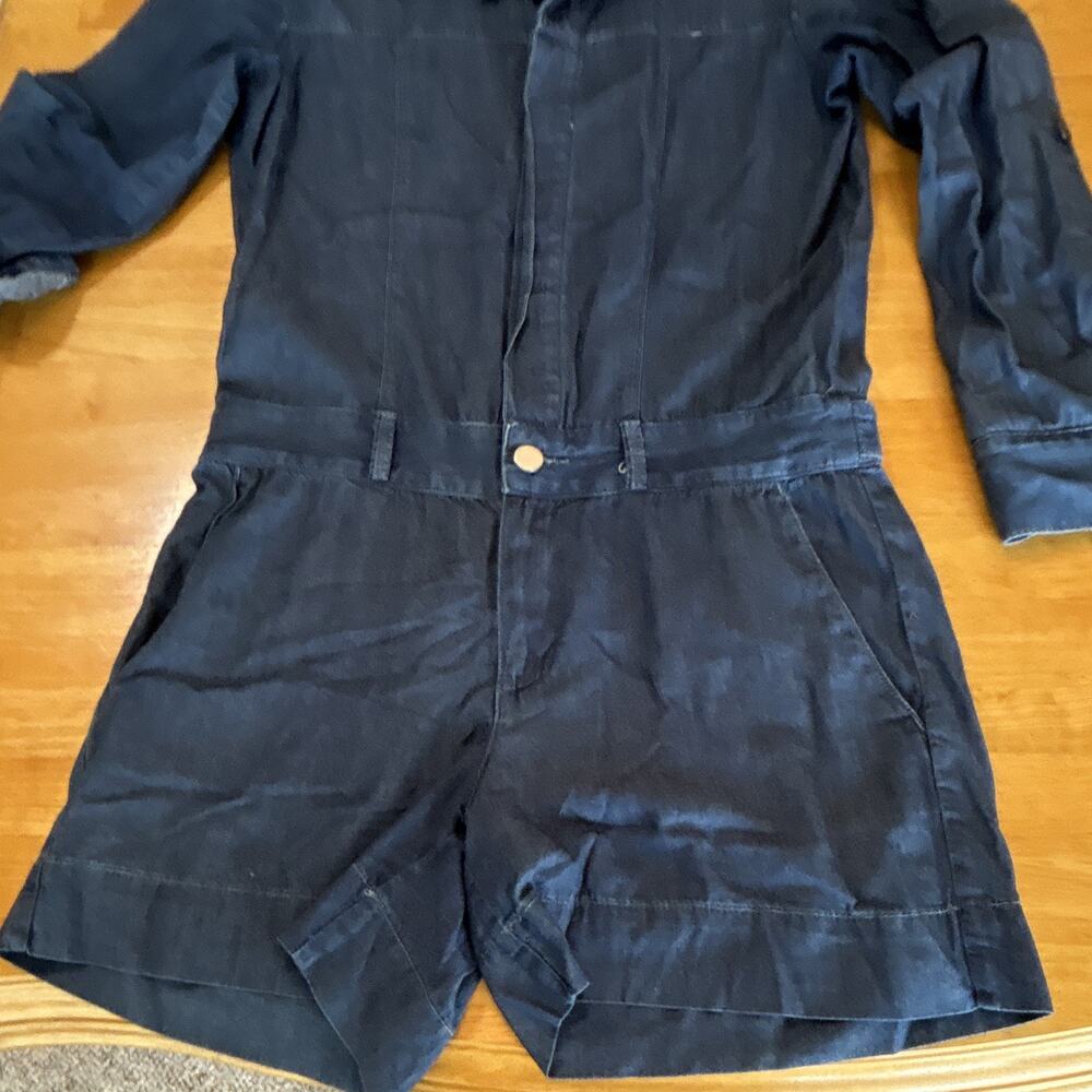 Fade to Blue Denim Romper Blue Long Sleeve Button Front Utility Playsuit S - Picture 3 of 5